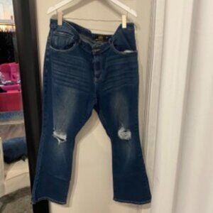 L&B Lucky & Blessed Distressed Mid-Rise Bootcut Ankle Jeans - 22